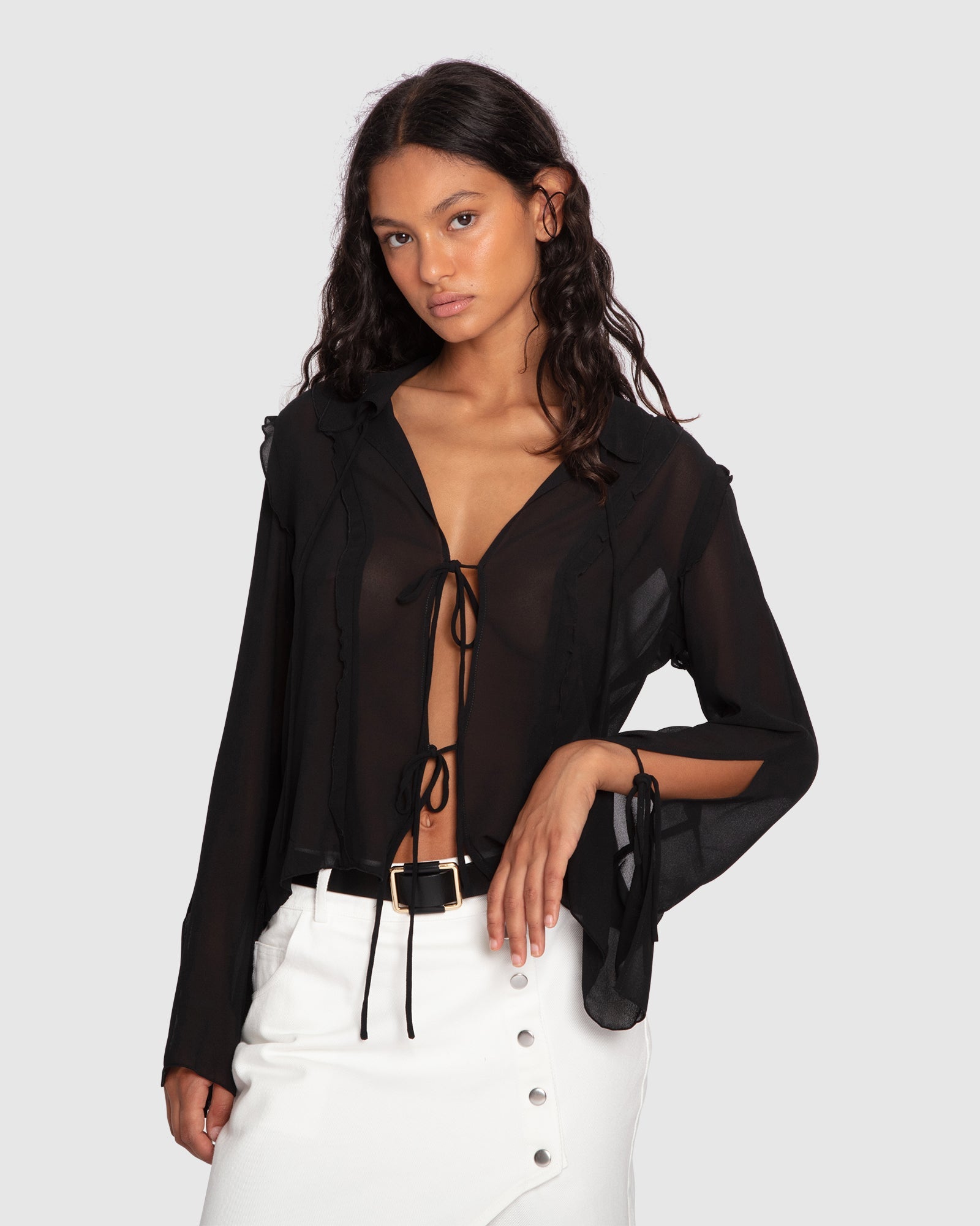 Women | Current Obsession Tie Shirt | Black