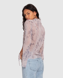 Women | Current Obsession Tie Shirt | Lace Print