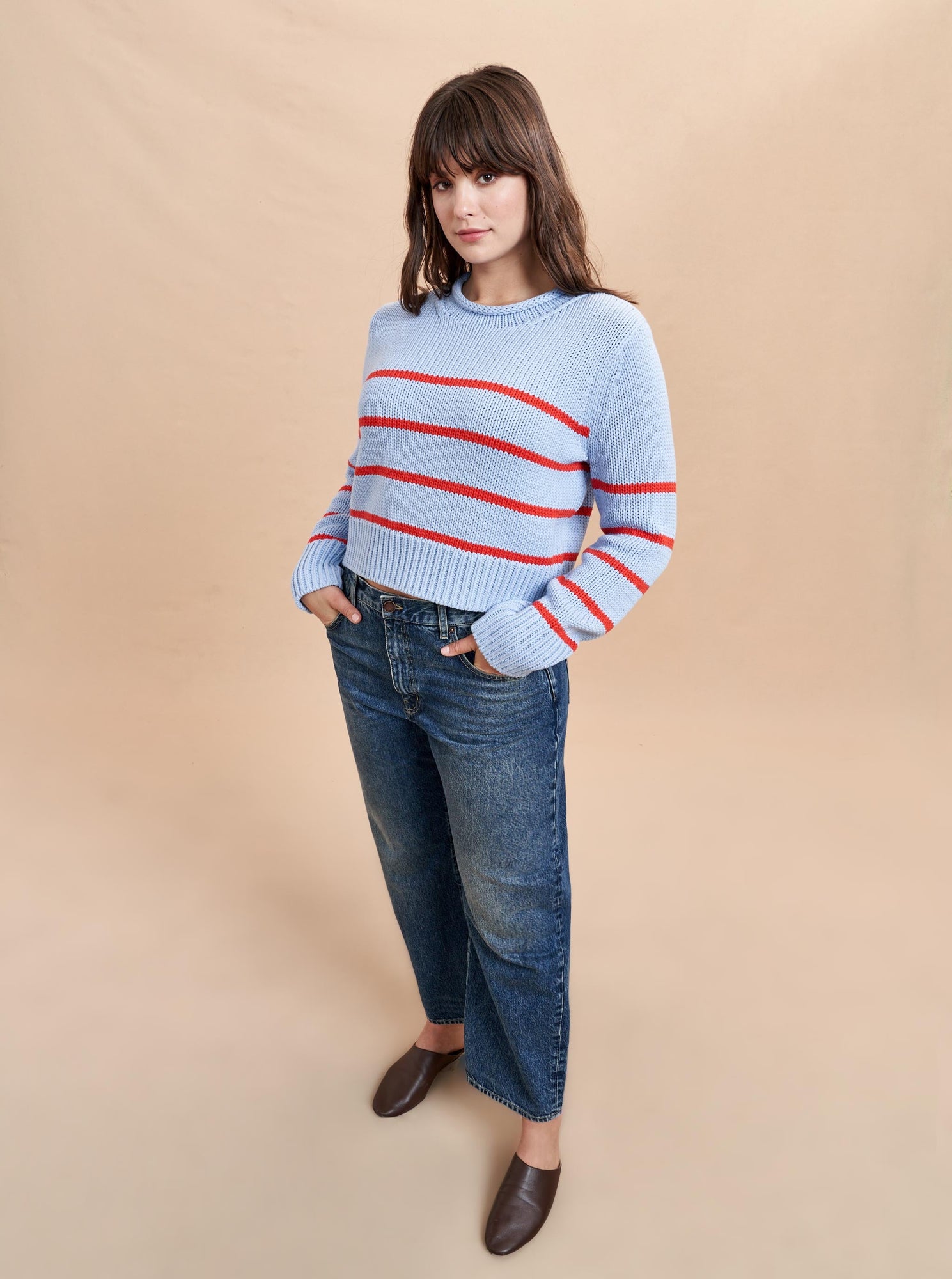 Mini Marina Sweater | Cornflower x Bright Red