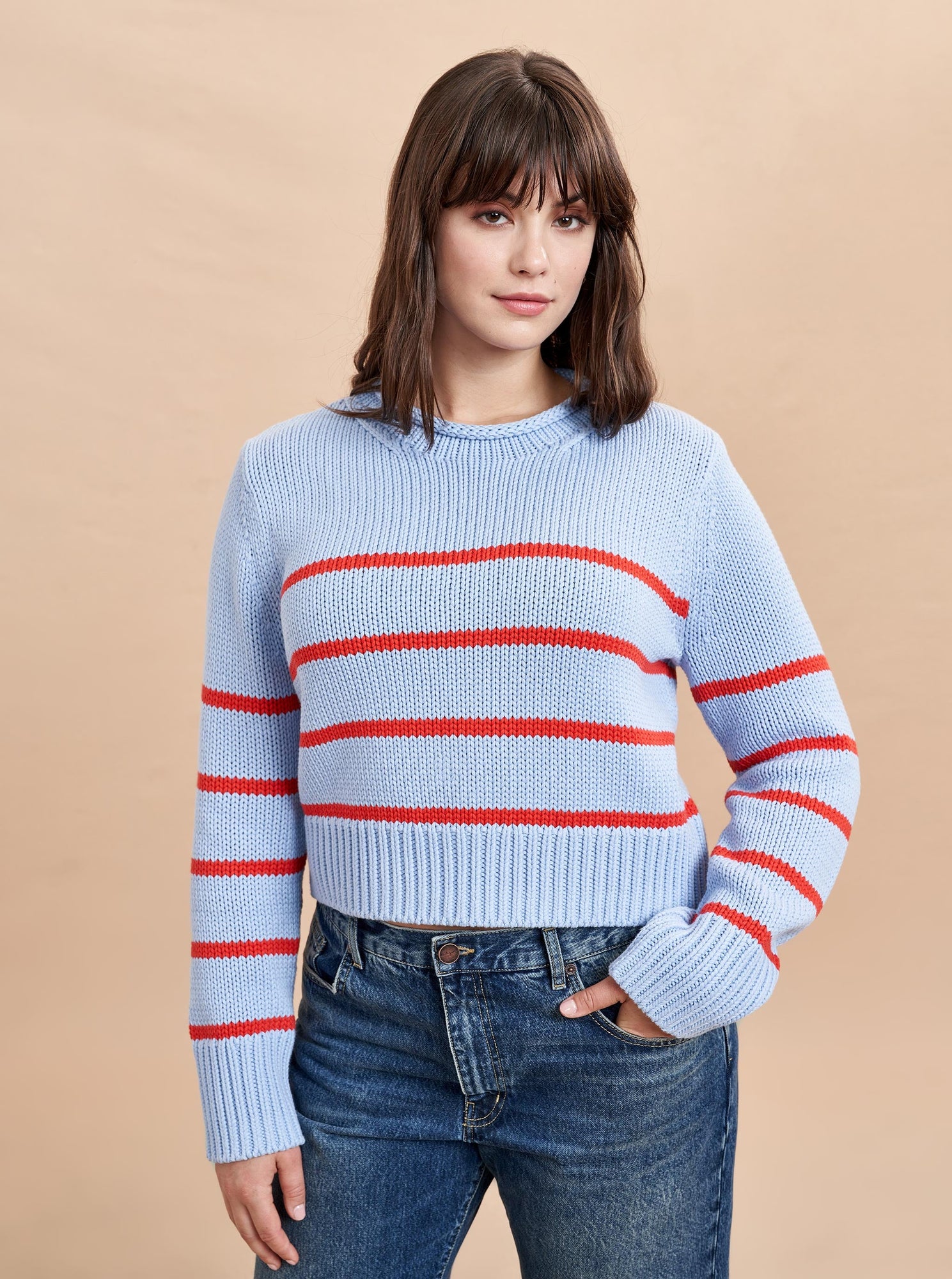 Mini Marina Sweater | Cornflower x Bright Red