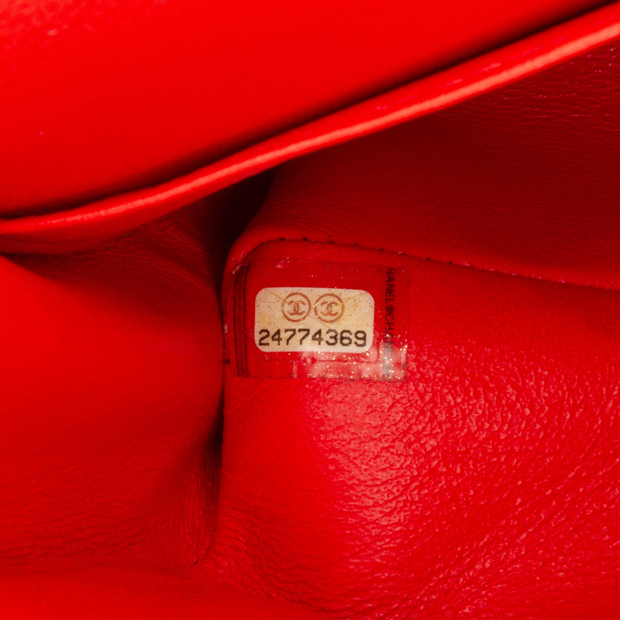 Chanel | Pre-Owned Small Classic Chevron Lambskin Double Flap | Orange/Dark Orange