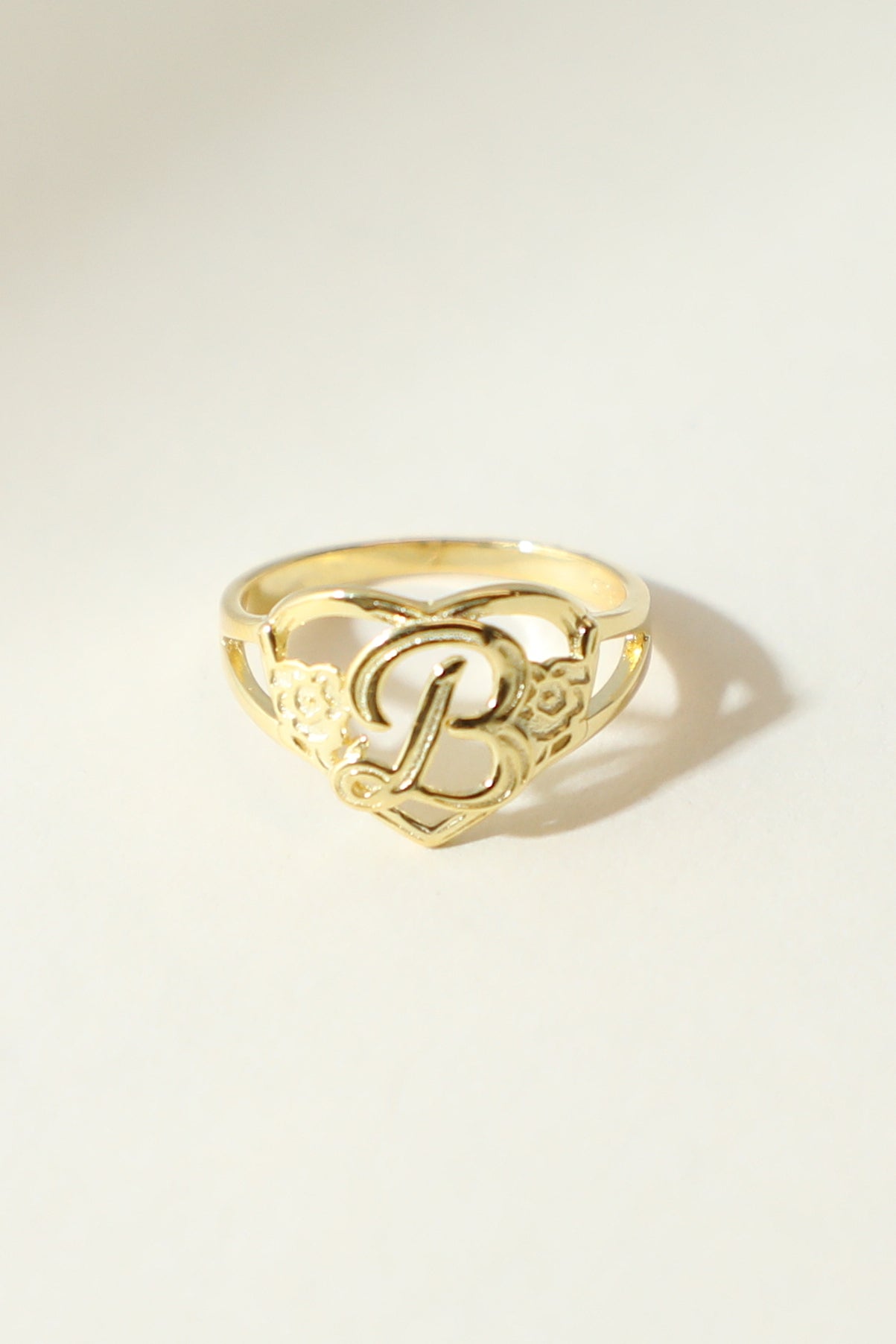 The Gold Cutout Flower Heart Letter Ring | 18Kt Gold Vermeil