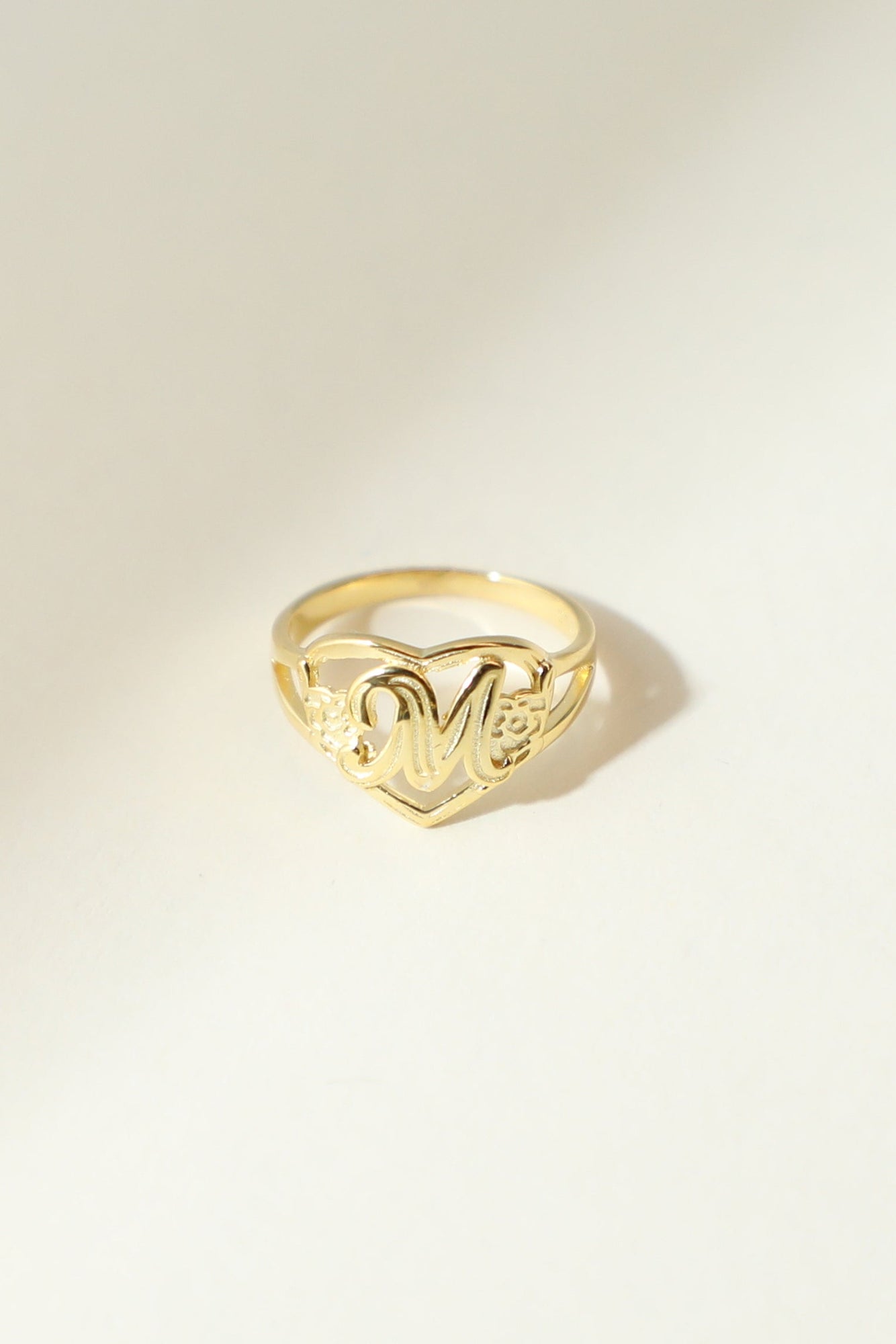 The Gold Cutout Flower Heart Letter Ring | 18Kt Gold Vermeil