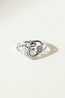 The Silver Cutout Flower Heart Letter Ring | Sterling Silver
