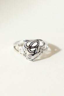 The Silver Cutout Flower Heart Letter Ring | Sterling Silver