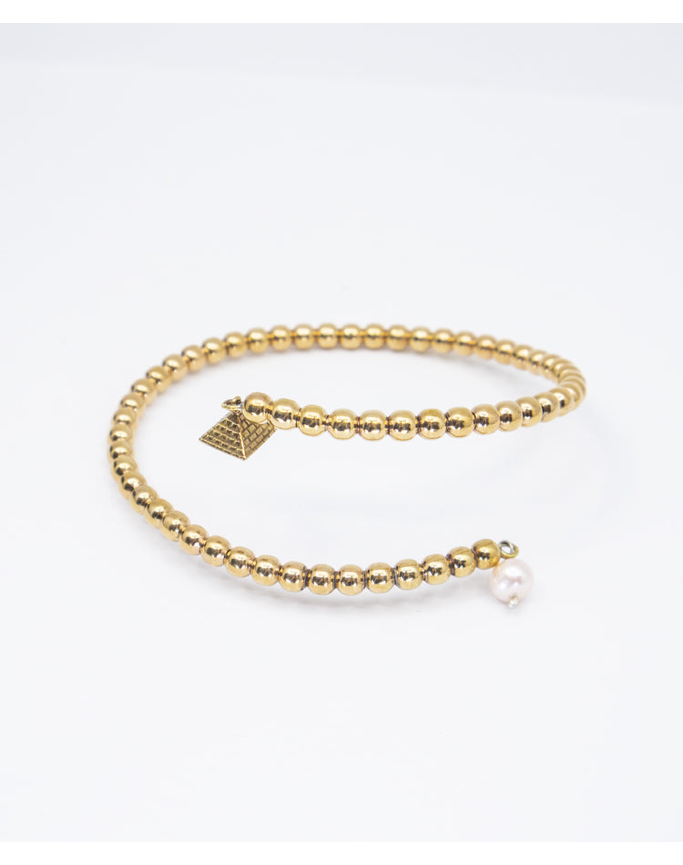 Cairo Arm & Ankle Wrap Cuff with Pyramid and Pearl Charms | Gold Vermeil and Sterling Silver