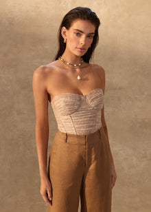 Rozana Strapless Lace Corset Bodysuit | Bone