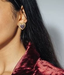 Camille Amethyst Heart Studs | Amethyst