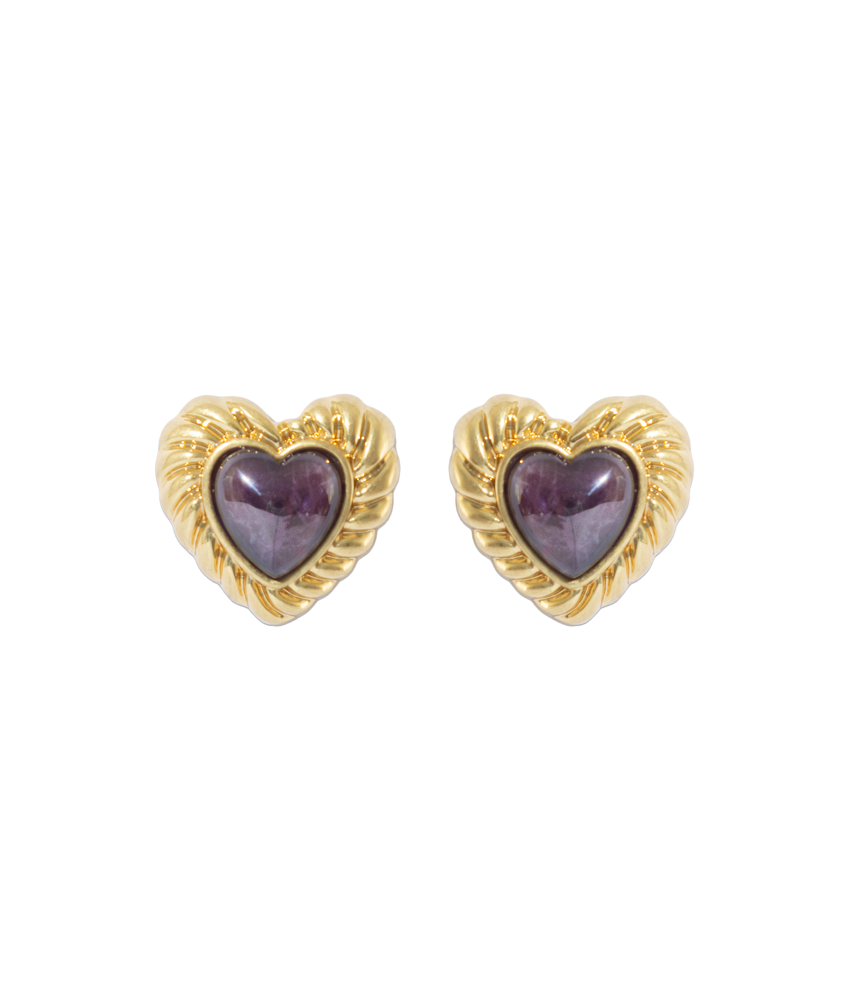 Camille Amethyst Heart Studs | Amethyst