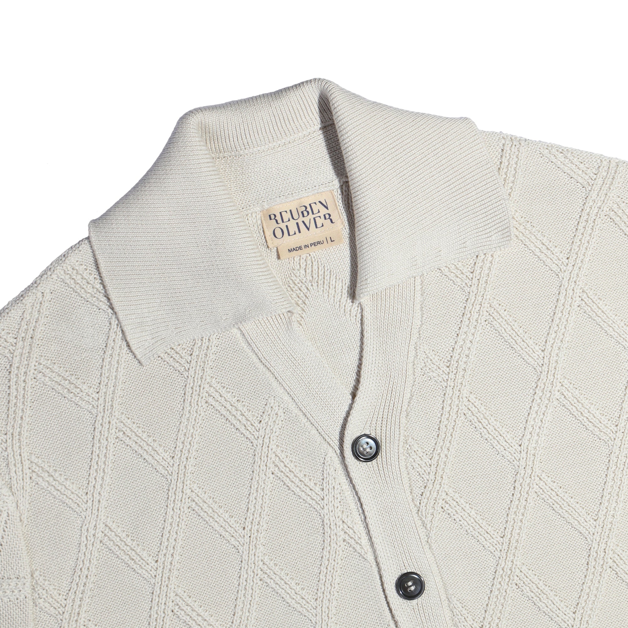 The Diamond Knit Button Down - Oat Reuben Oliver