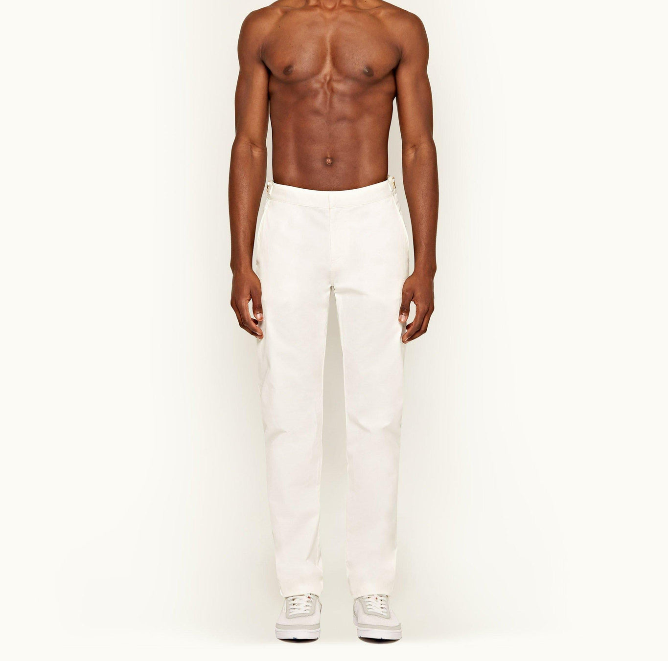 Campbell Sea Island Slim Fit Sea Island Cotton Chinos | White
