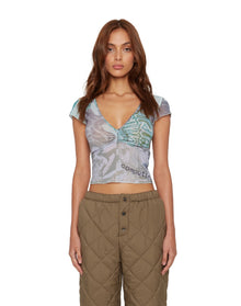 Cap Sleeve V-Neck Top | Mint Lavender