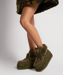 Womens | Bambi Suede/Shearling Boot | Dark Olive