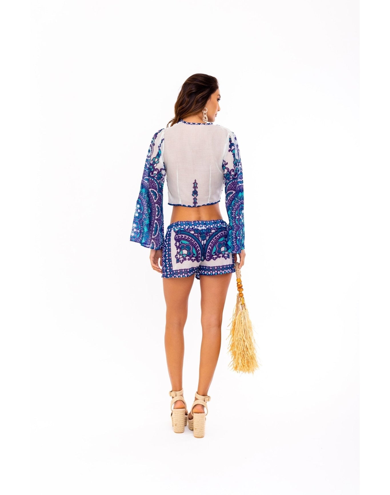 Cara Printed Crop Top | Blue