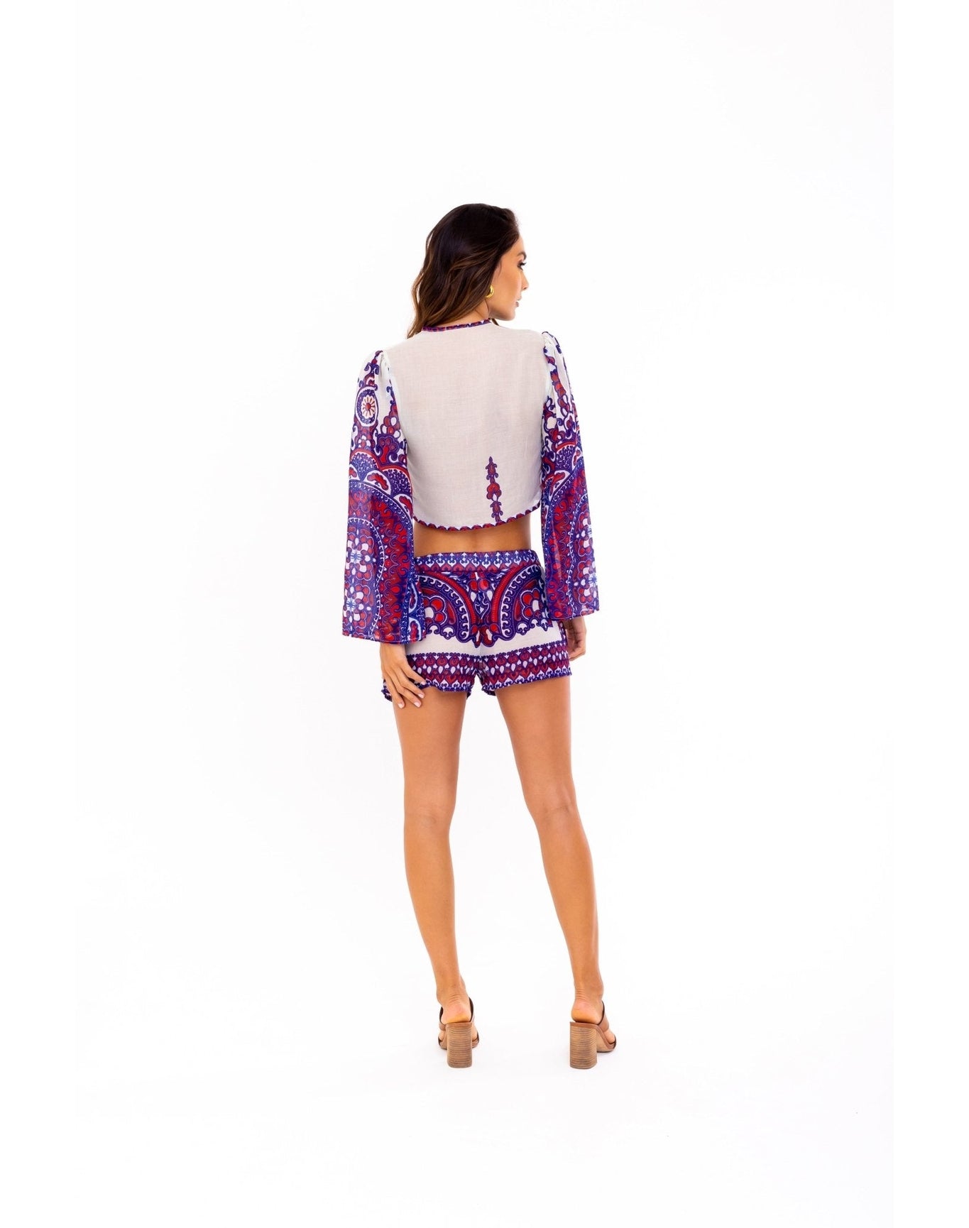 Cara Printed Crop Top | Red