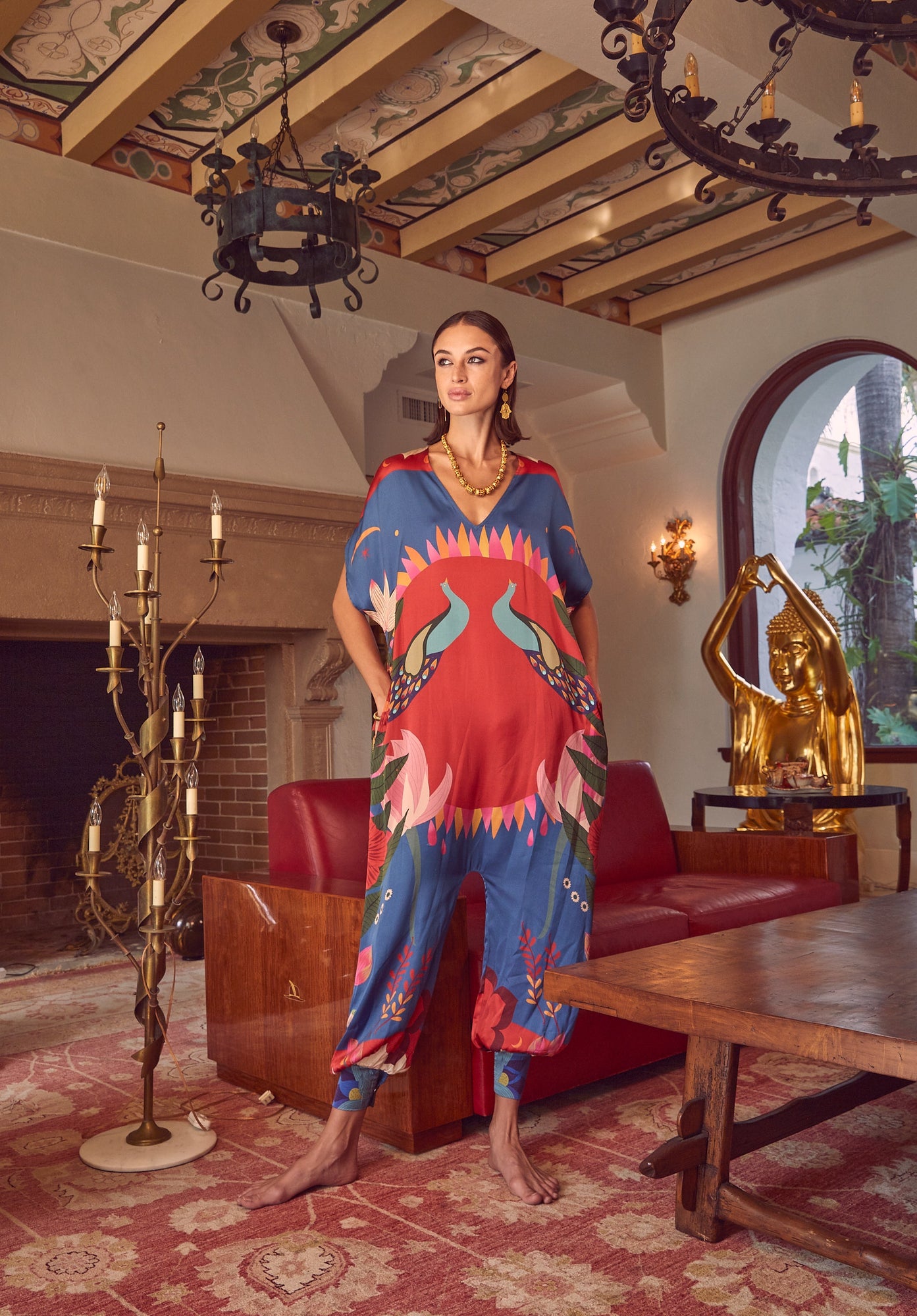 Sera Jumpsuit | Peacock Hamsa