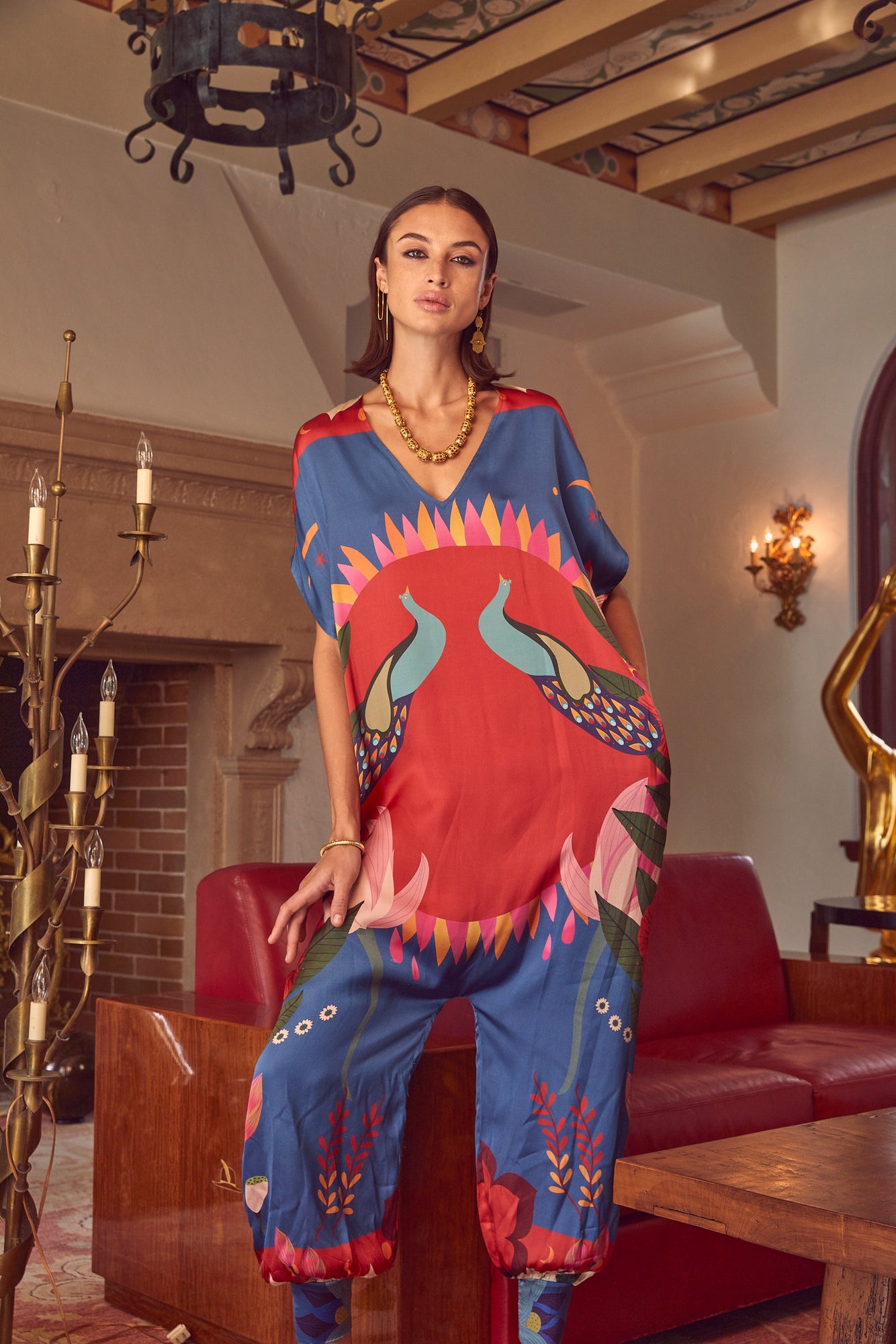 Sera Jumpsuit | Peacock Hamsa