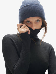 Unisex | Cashmere Cuff Beanie | Carbon Blue
