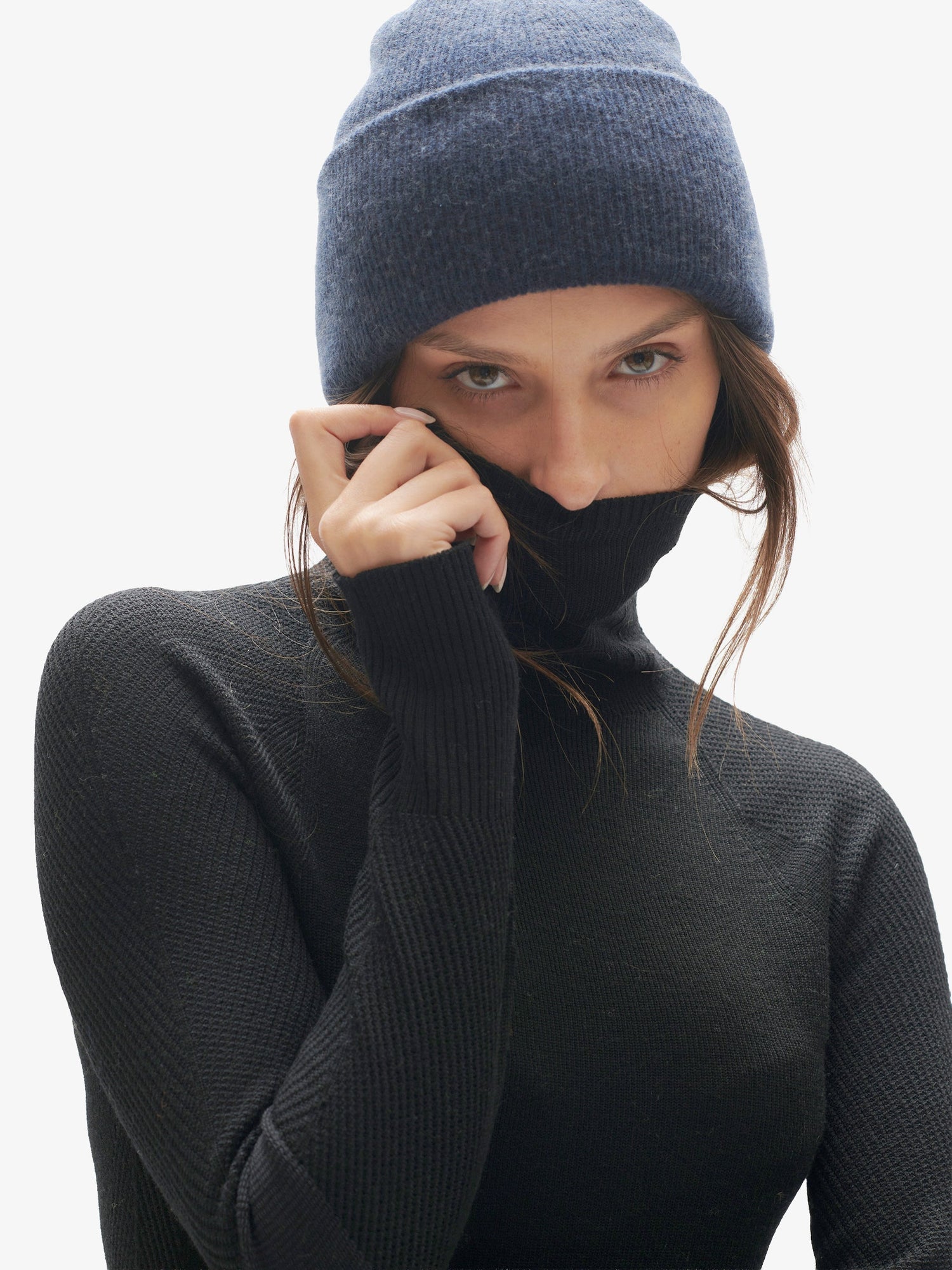 Unisex | Cashmere Cuff Beanie | Carbon Blue