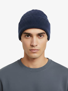 Unisex | Cashmere Cuff Beanie | Carbon Blue