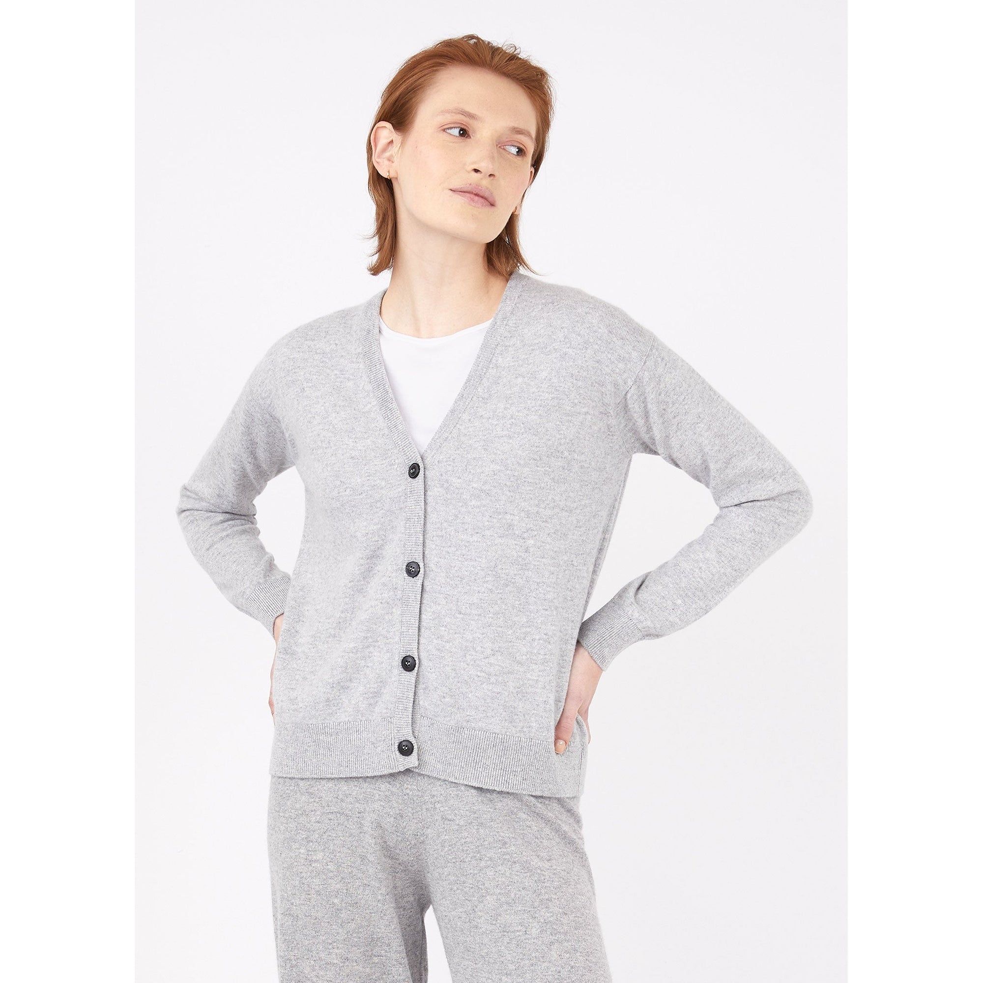 Cashmere Boxy Cardigan | Women | Grey Melange