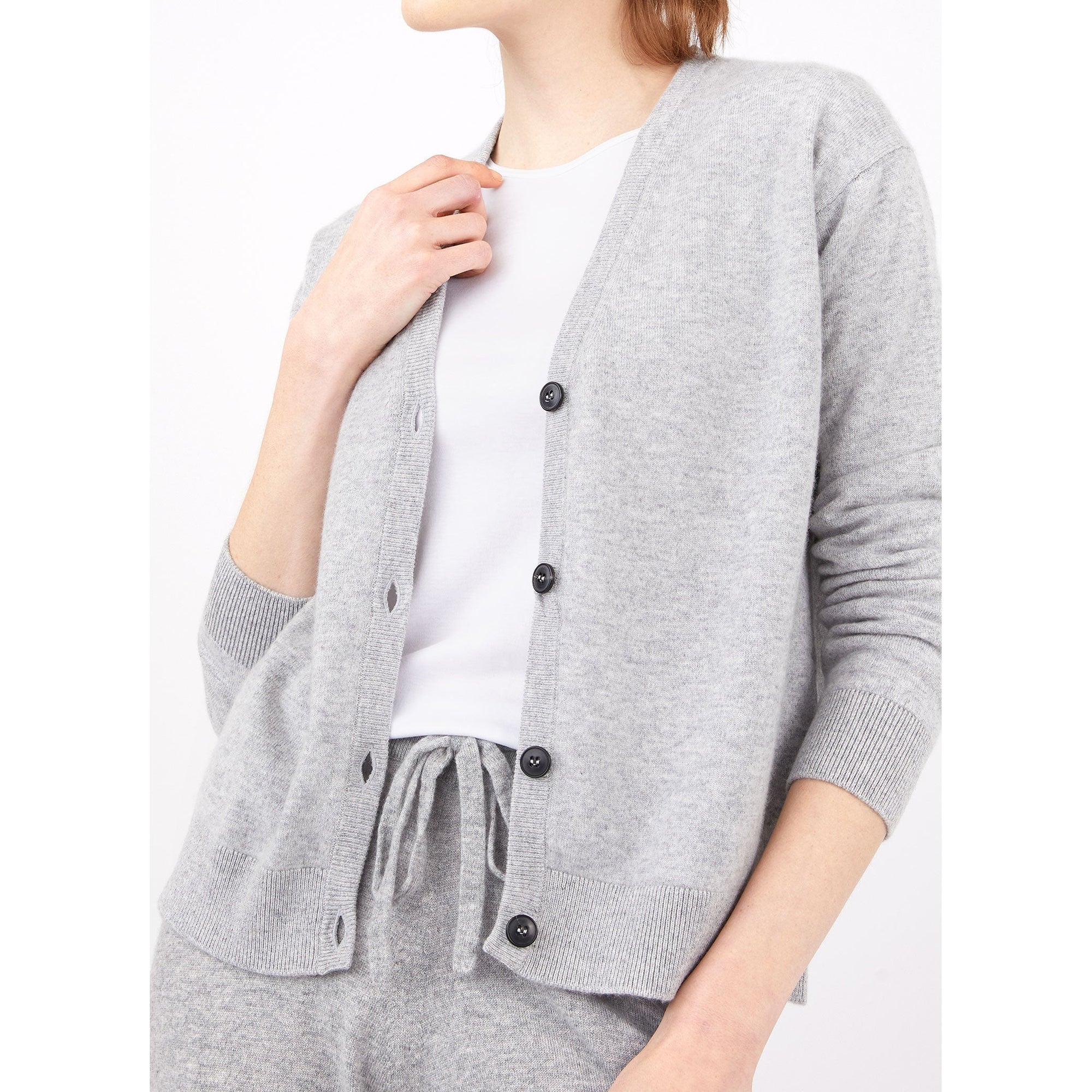 Cashmere Boxy Cardigan | Women | Grey Melange