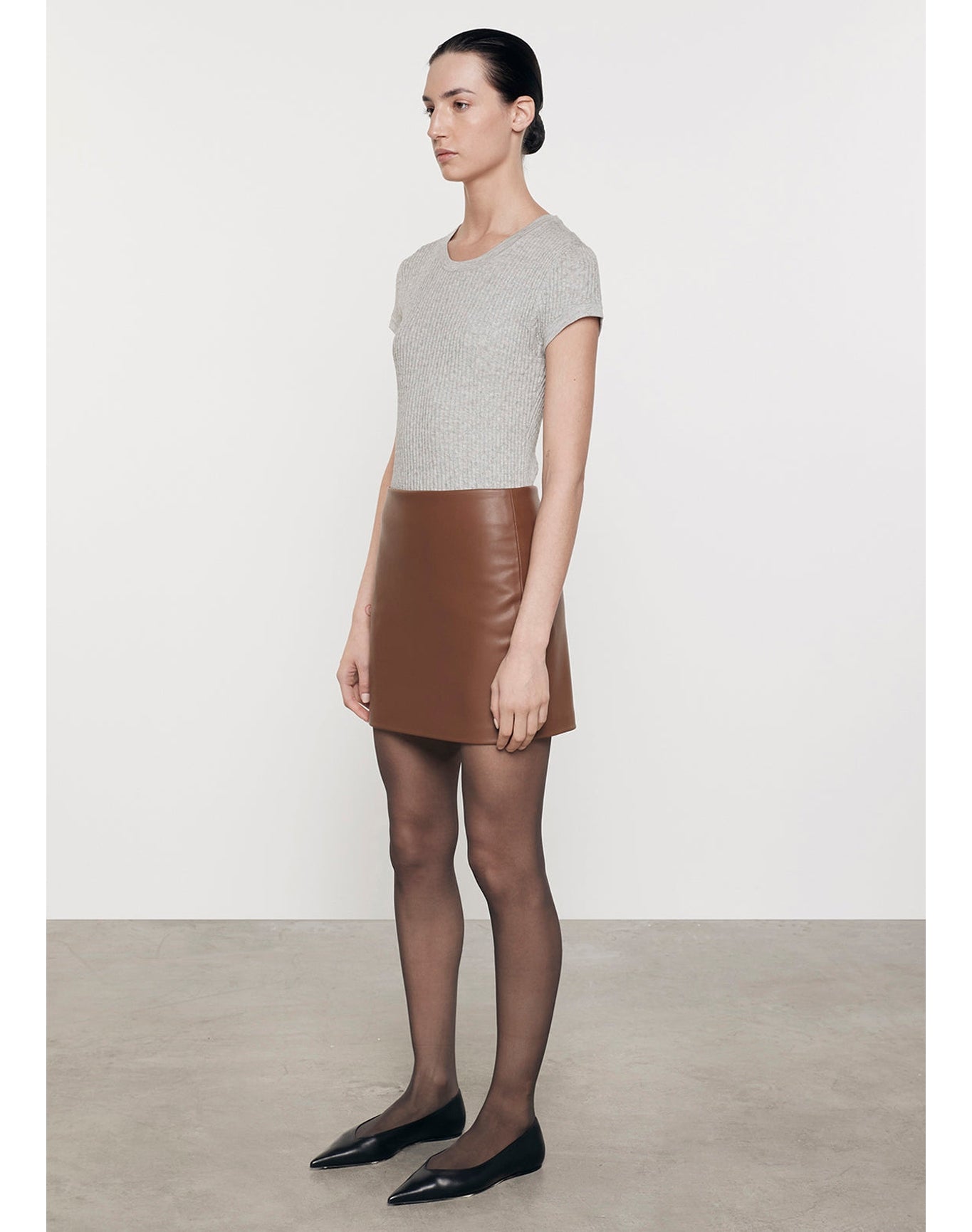 Cashmere Cotton Pointelle Cap Sleeve Crew | Lt. Heather Grey