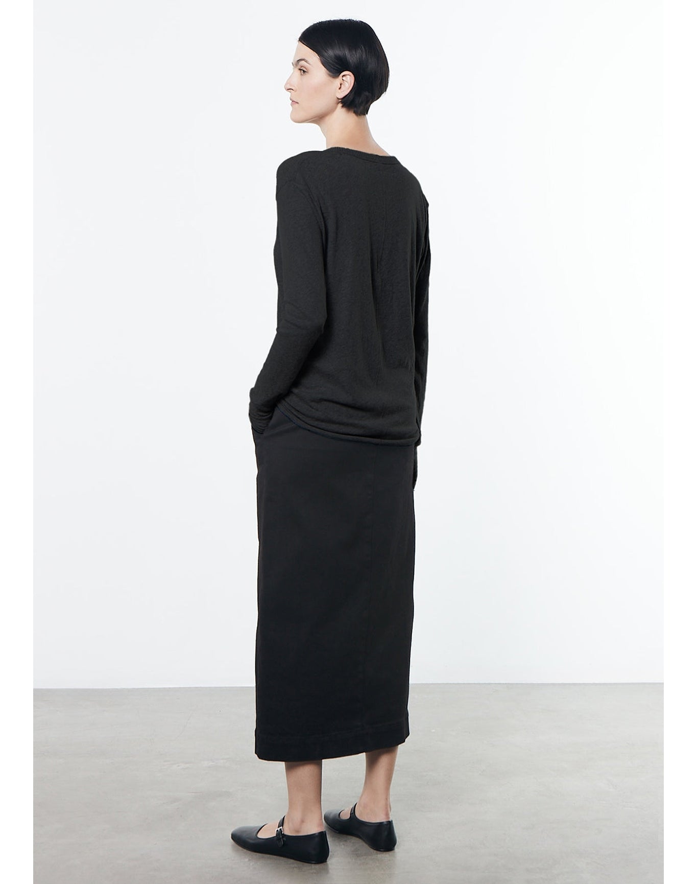 Cashmere Loose L/S V | Black