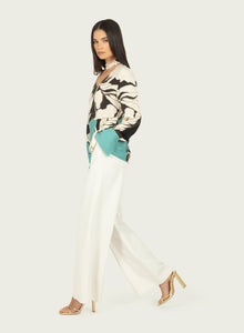 Chiara Blouse | Cyan Green Abstract Floral Print