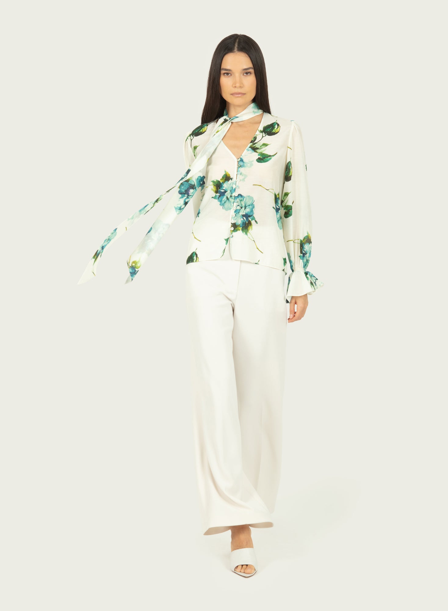 Eliana Blouse | Watercolor Blue Floral