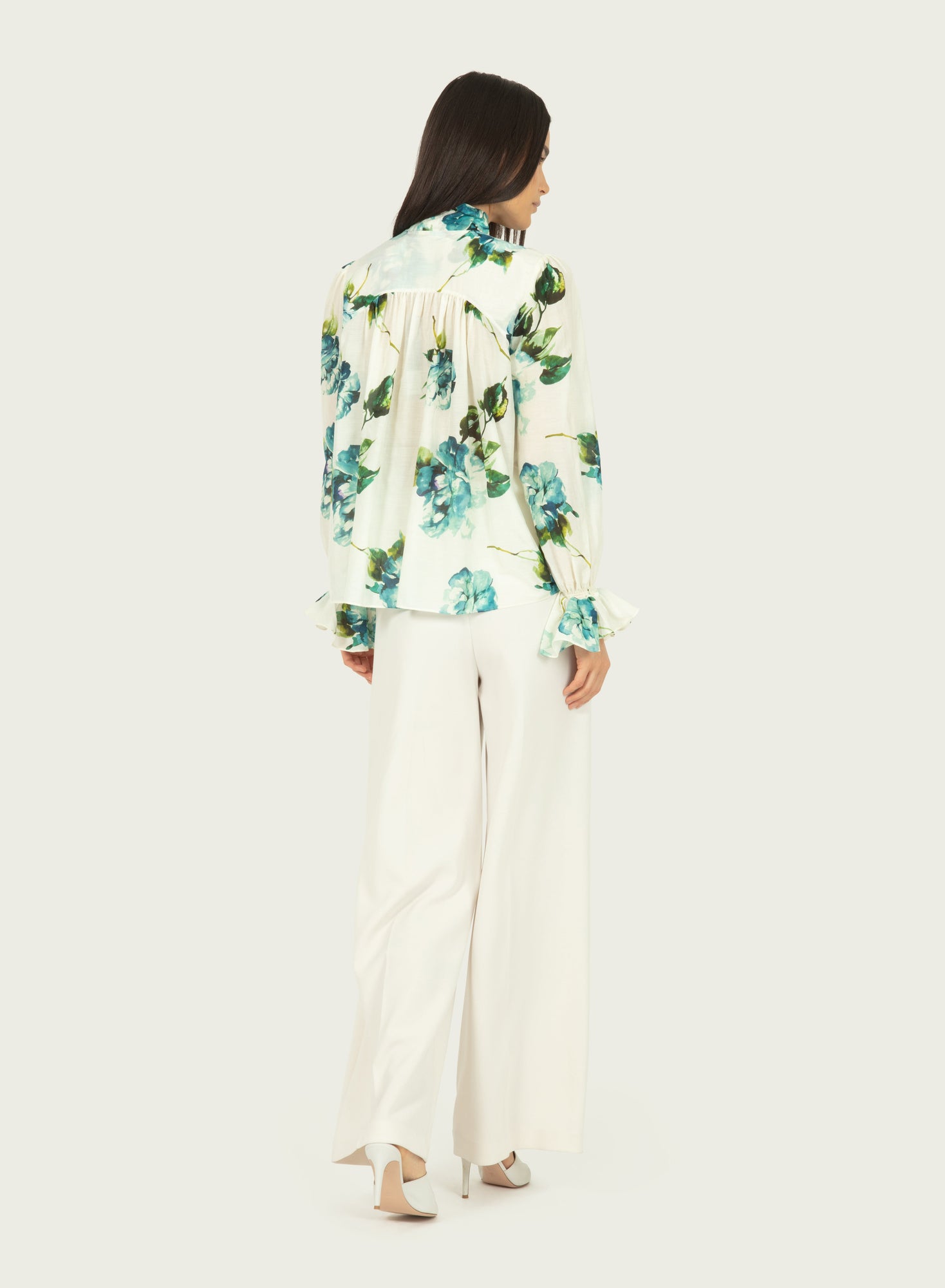 Eliana Blouse | Watercolor Blue Floral