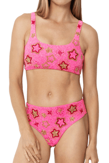 Celeste Hand - Beaded Embellished Bikini Top - Hot Pink - Self - Adore