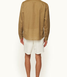 Cesare Relaxed Fit Cutaway Collar Long-Sleeve Linen & Cotton Overhead Shirt | Agave Green
