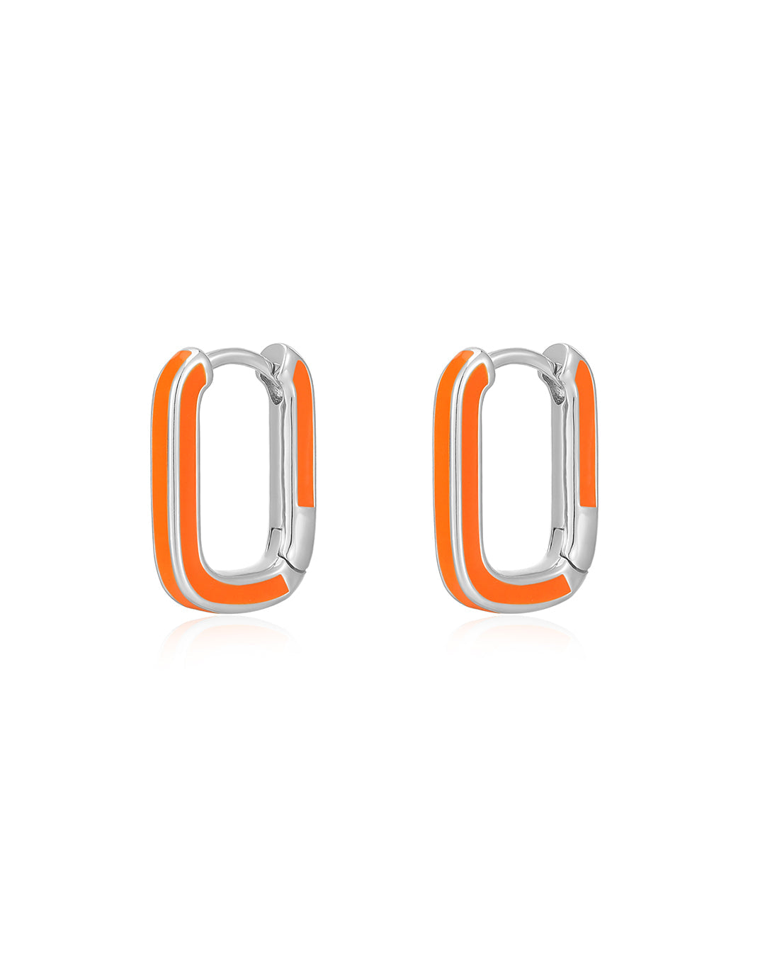 Chain Link Huggies - Neon Orange - Silver | Plated Silver