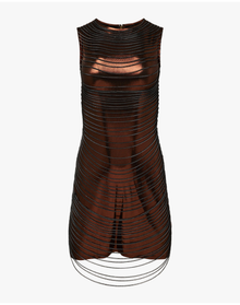 Chain Muscle Mini Dress | Dark Brown