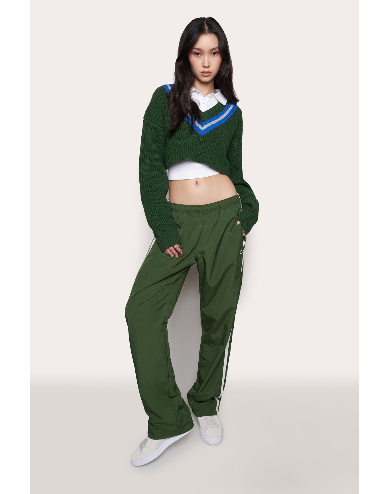 Champion Nylon Trackpant | Regeneration Green/Chalk White