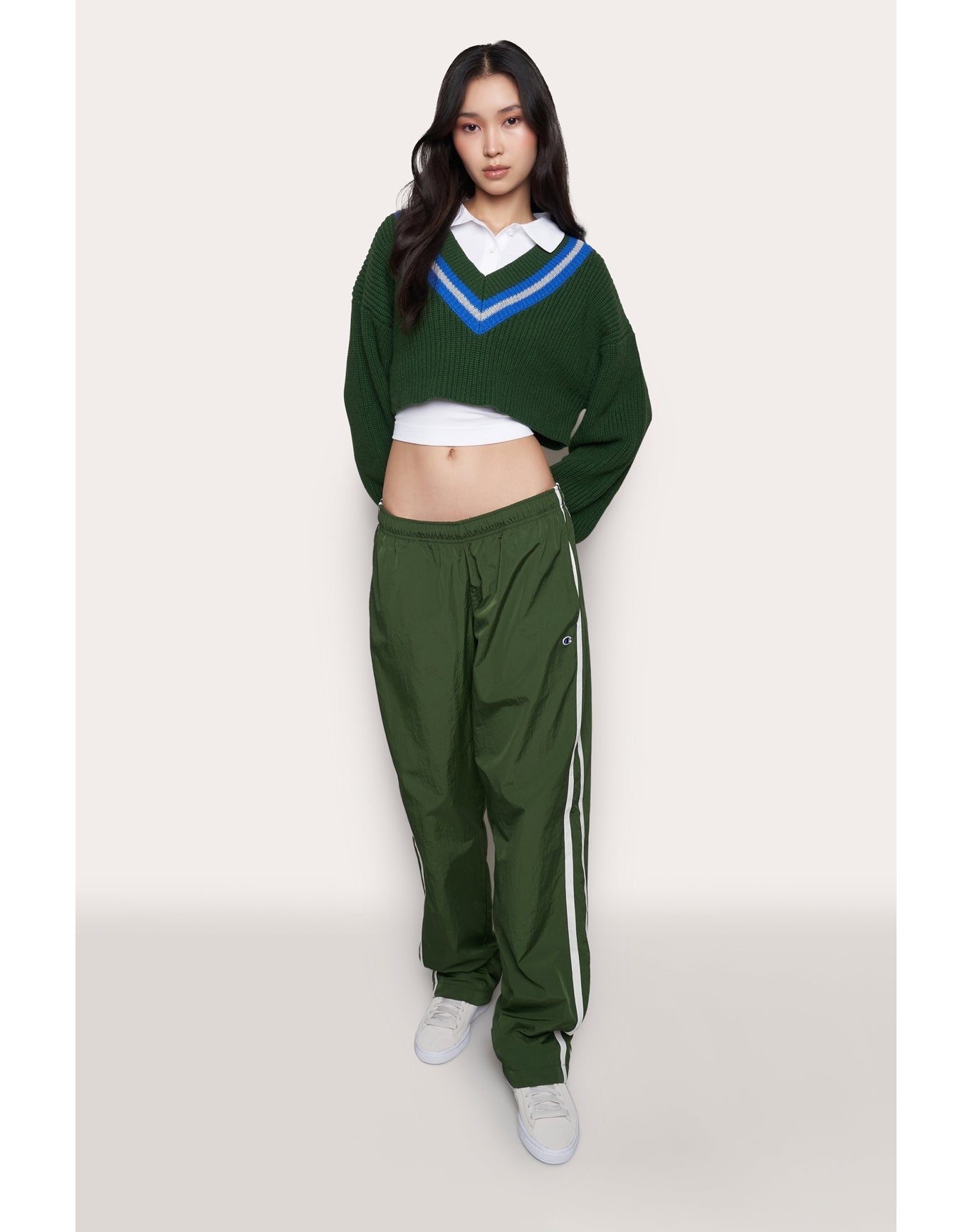 Champion Nylon Trackpant | Regeneration Green/Chalk White