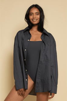 Boyfriend Button Down Shirt | Charcoal