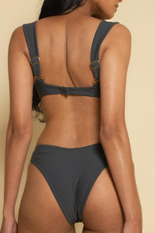 Lulu Zig Zag Stitch Bikini Bottom | Charcoal