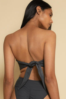 Tori Ties Bandeau Bikini Top | Charcoal