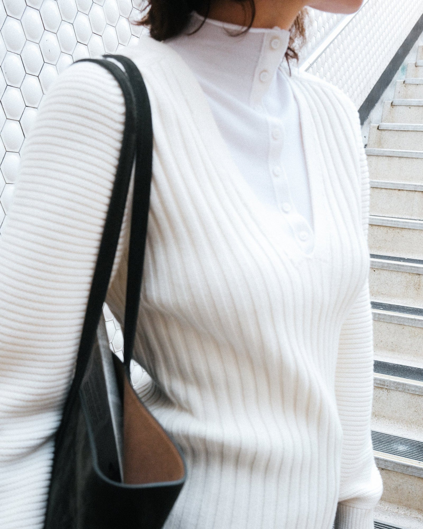 Ilana | Charlene Wool Button Mock-Neck Sweater in Size Small