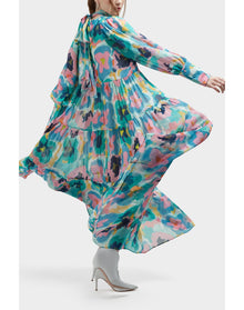 Charlie Silk Peasant Inspired Maxi Dress | Summer Majesty