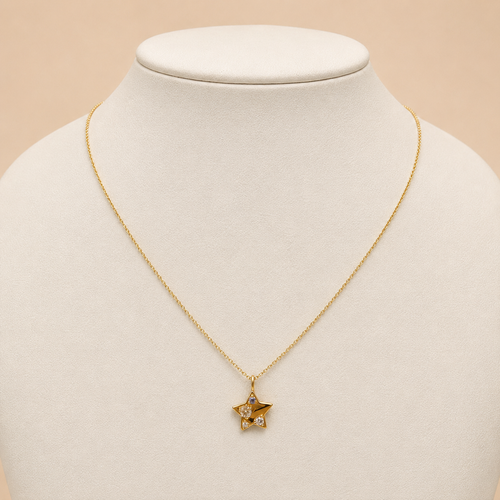 18Kスターサファイア　ゴールドチャーム の10 Stone And Strand | Star Gemstone Necklace | 10K Yellow Gold