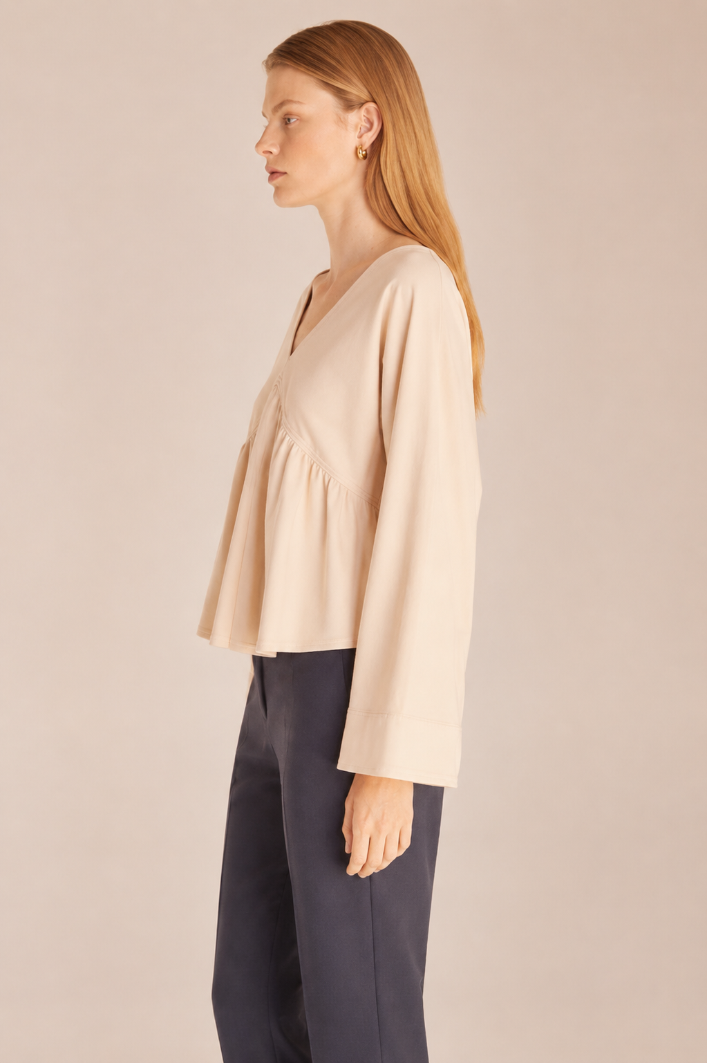 Long Sleeve Trapeze Top | Alabaster