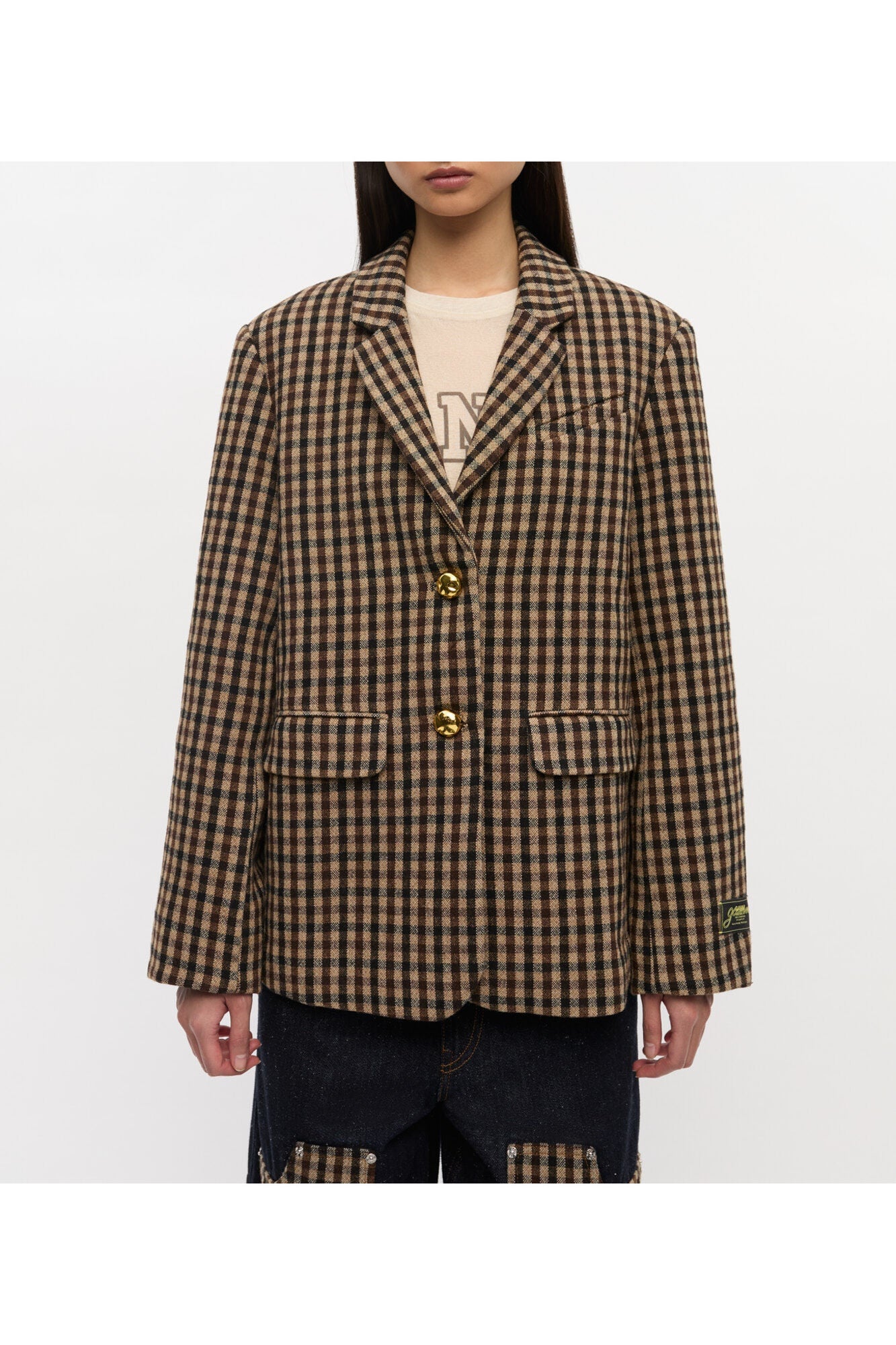 Check Wool Blazer | Chicory Coffee