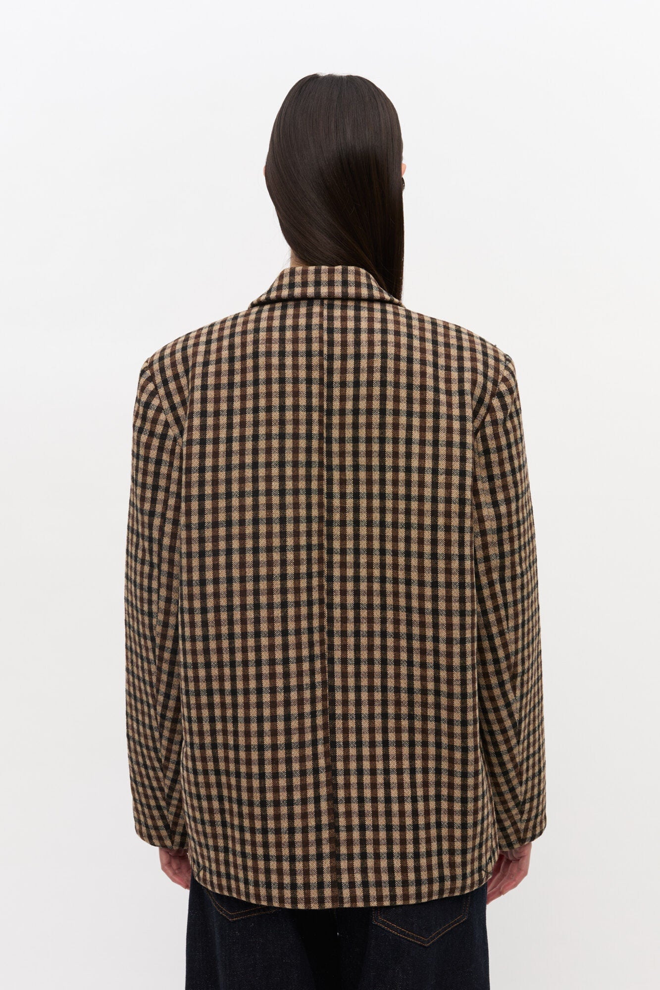Check Wool Blazer | Chicory Coffee