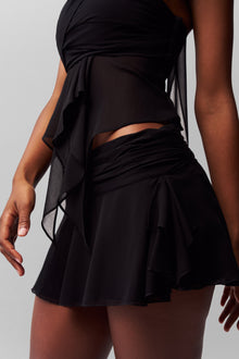 Womens | Chiffon Slit Mini Skirt | Black