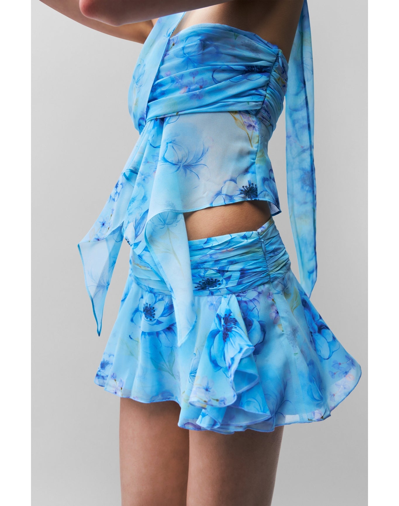 Chiffon Slit Mini Skirt | Angel Blue Ambrosia