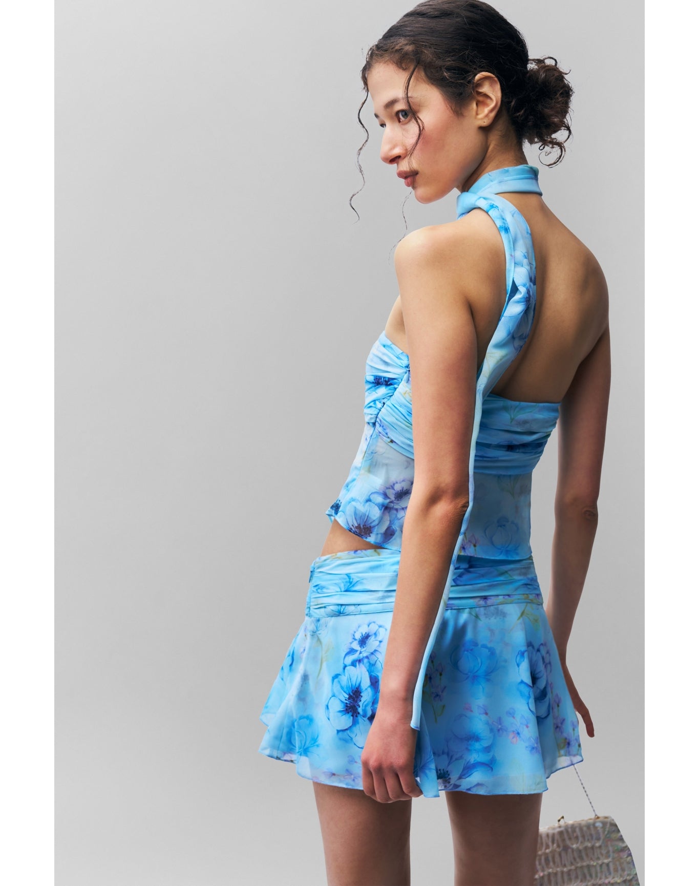 Chiffon Slit Mini Skirt | Angel Blue Ambrosia