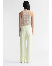 Chip | Wide Cuffed Poplin Pants | Canary